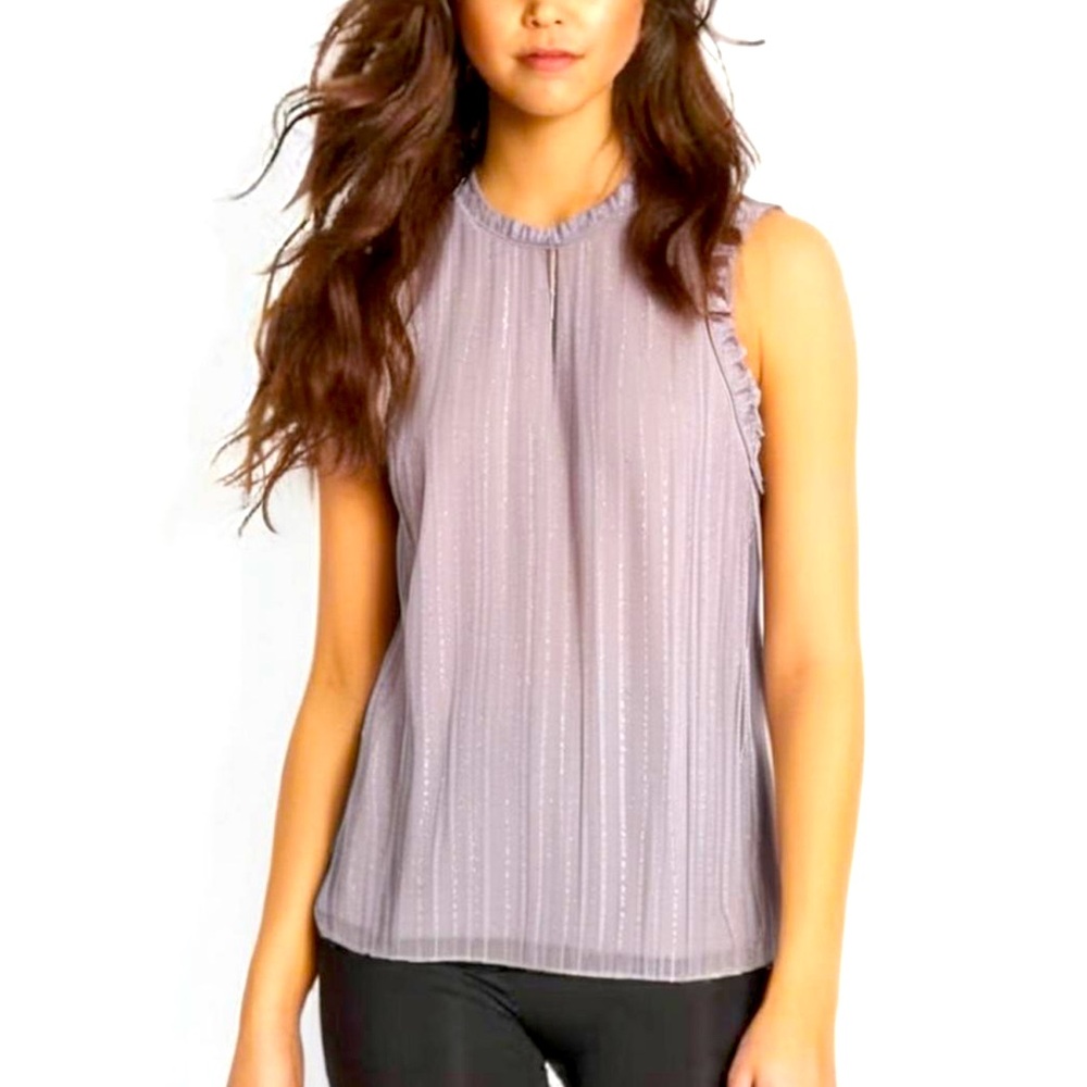 Chelsea28 Sleeveless Swiss Dot Tulle Women's Blouse Lavender Purple Romantic Sm